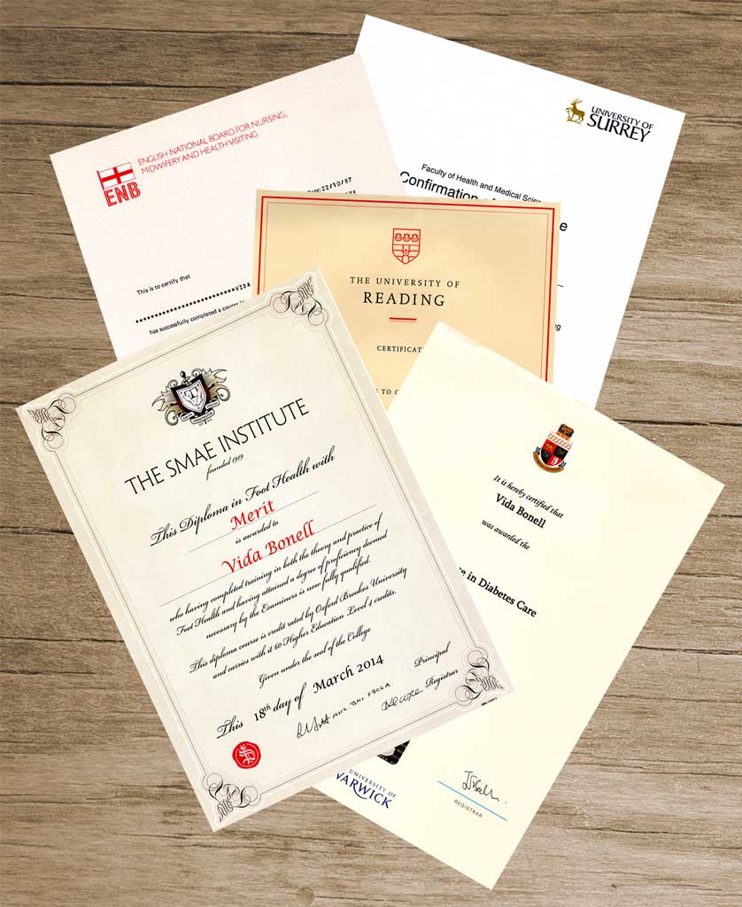 About page - qualifications/certificates