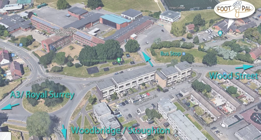 3D map aerial photo of area around The Hive